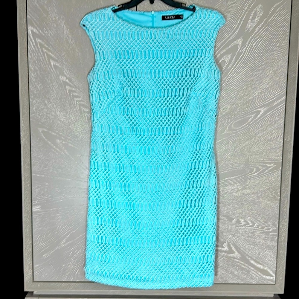 Ralph Lauren Aqua Crochet Midi Dress